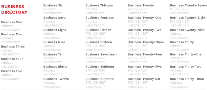 Sample business directory text