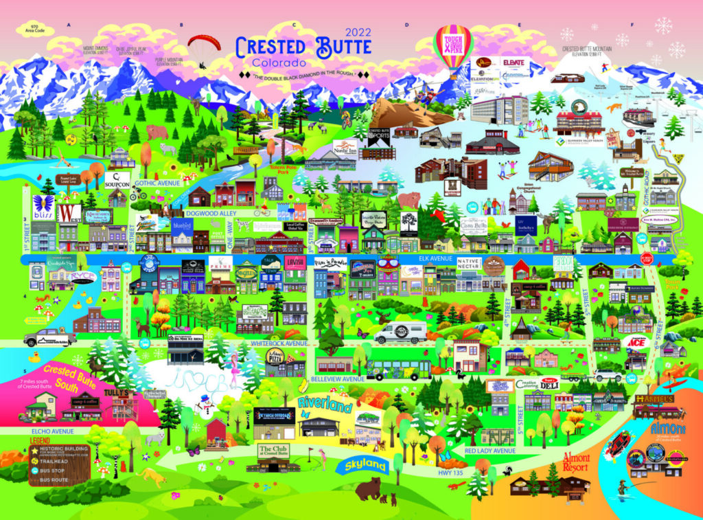 Crested Butte Cartoon Map